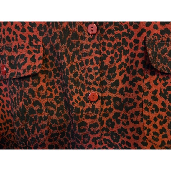 VTG Roamans Shirt Womens 3X Blouse Animal Print Red Leopard Cheetah Velvet Artsy - Picture 3 of 8